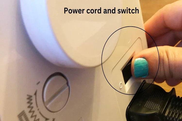 Power cord and switch of sewing machines
