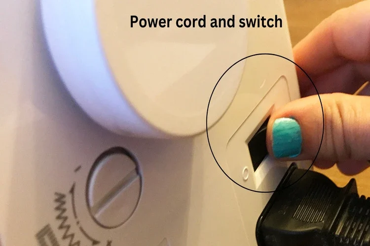 Power cord and switch of sewing machines Power cord and switch of sewing machines